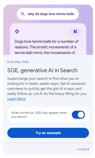 how to activate Search Generative Experience ( SGE )