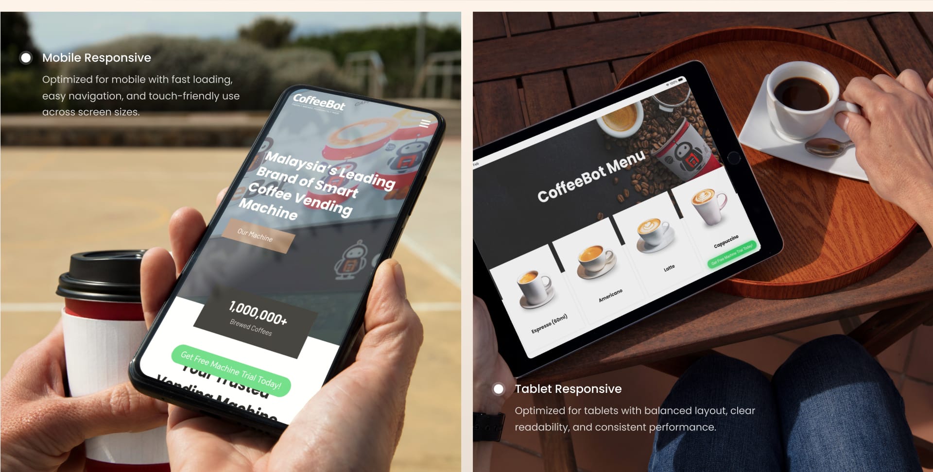 coffeebot interactive device responsive